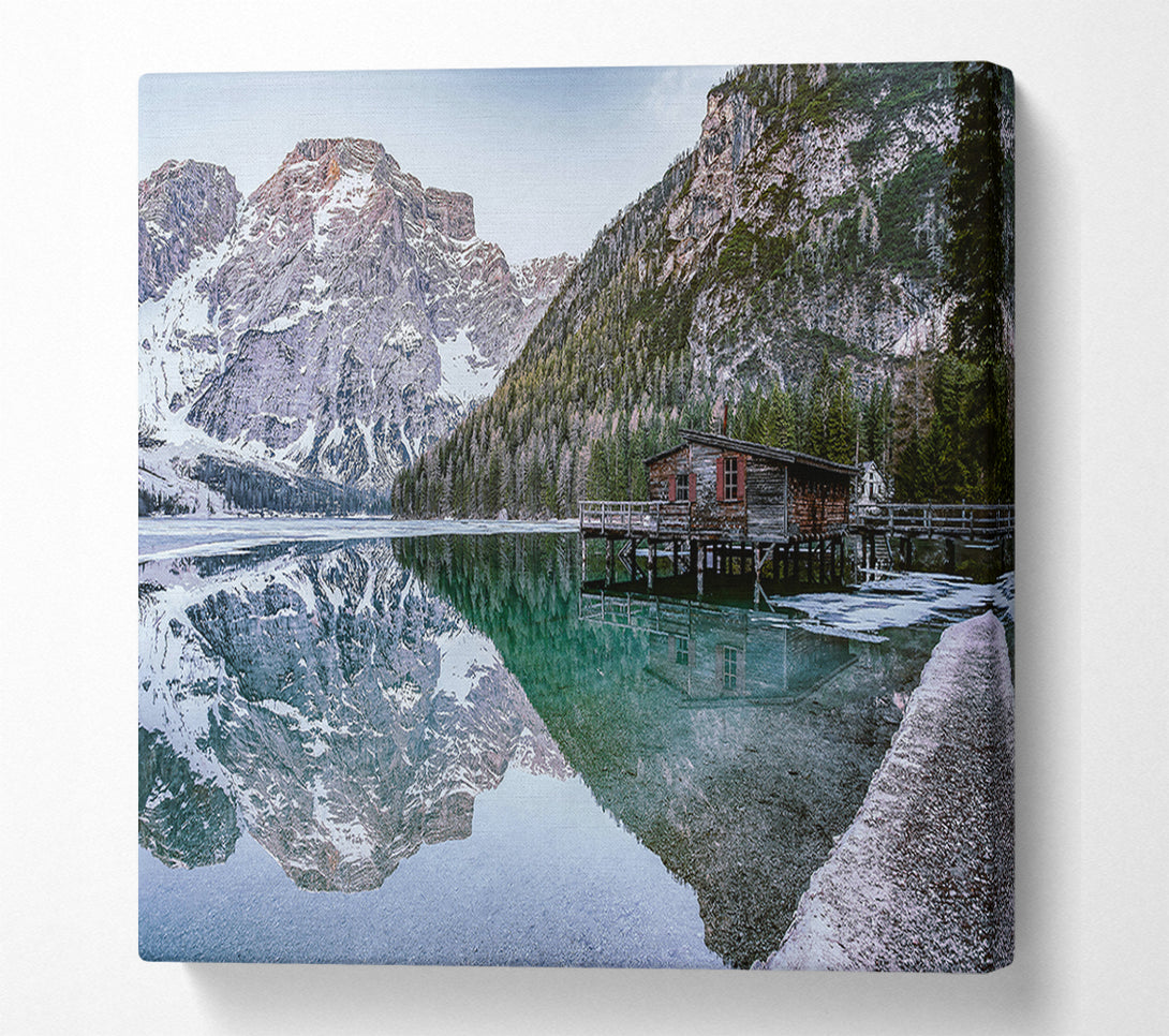  A Canvas Print of Emerald Mountain Reflection Canvas Print