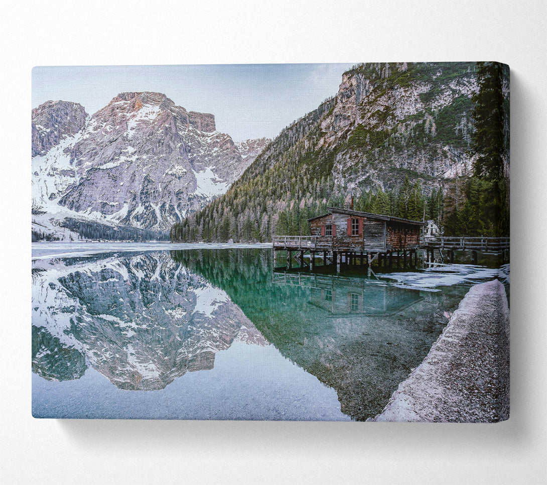  A Canvas Print of Emerald Mountain Reflection Canvas Print