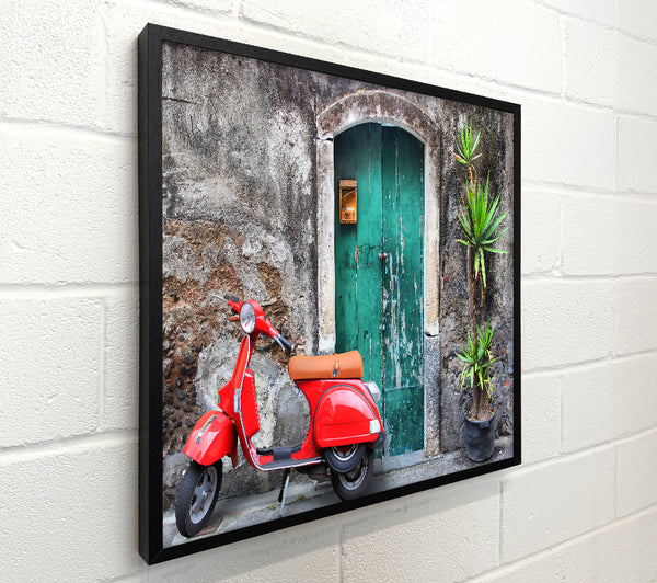 Red Vespa By The Door