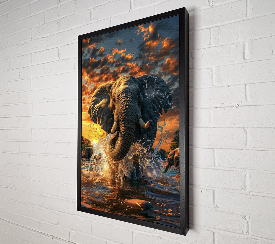  A Canvas Print of Golden Elephant Splash Canvas Art