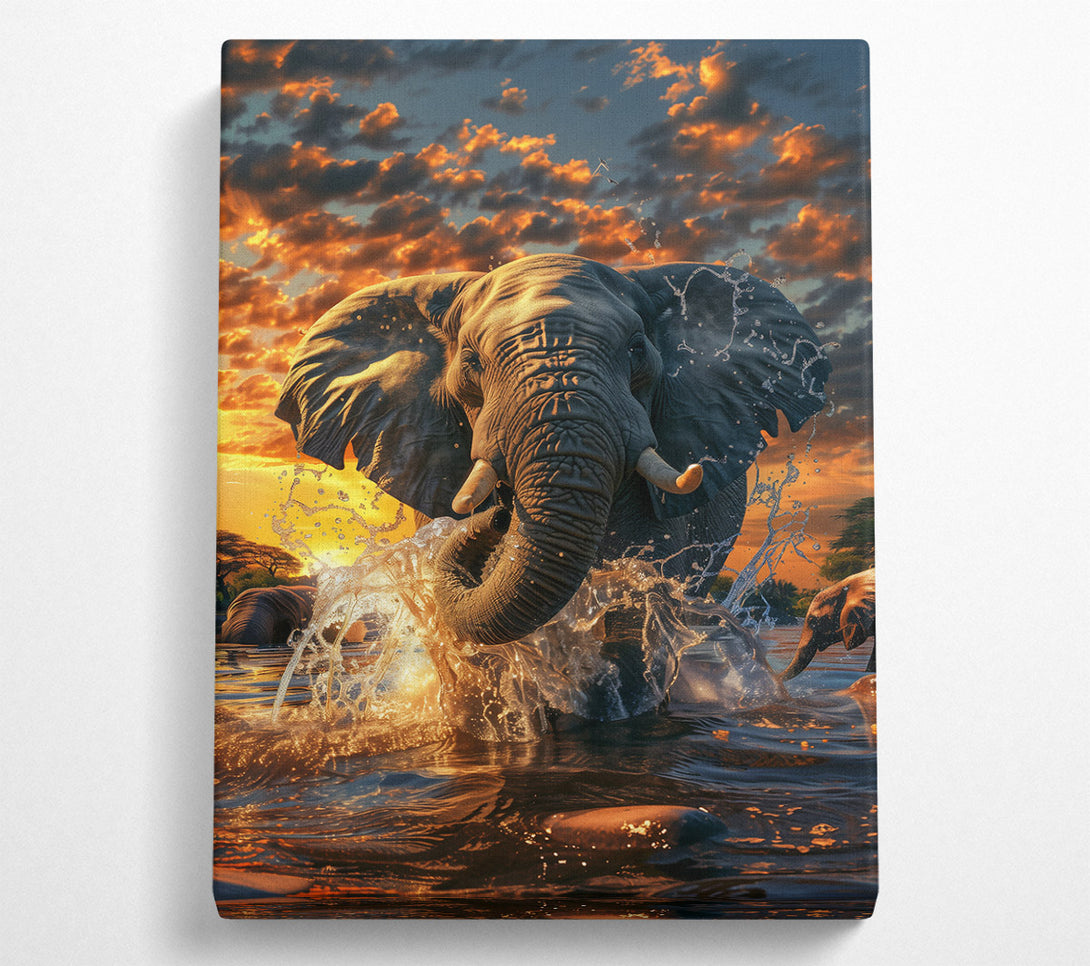  A Canvas Print of Golden Elephant Splash Canvas Art