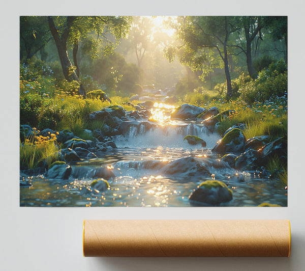 Golden Stream'S Embrace Print