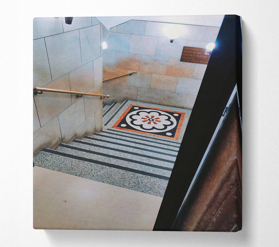  A Canvas Print of Grey Stone Steps Down Canvas Wall Art
