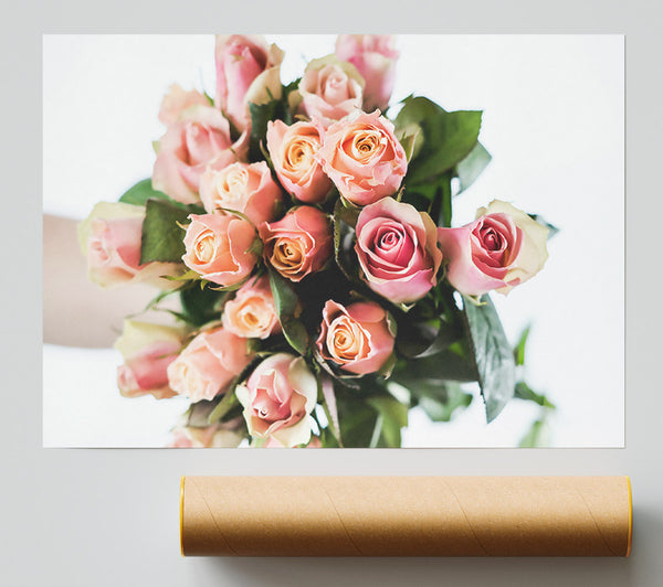 Peachy Rose Bouquet Giclee Print