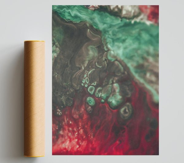 Emerald Swirls Of Red Poster