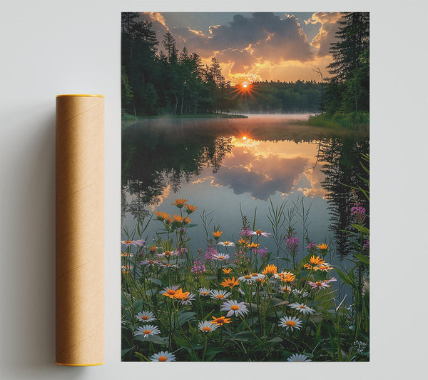 Golden Sunset Reflection Giclee Print