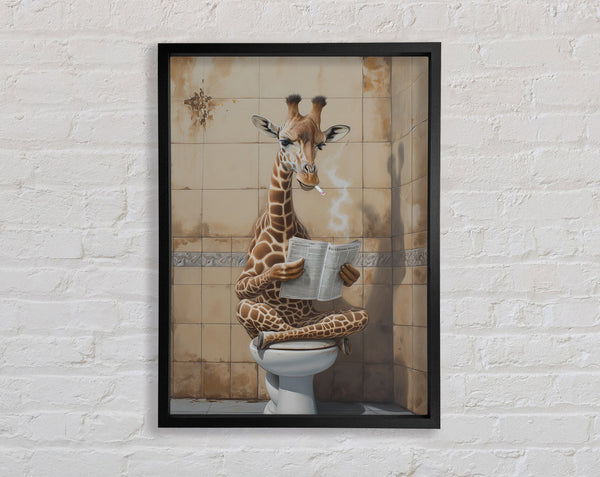 Giraffe Reading Newspaper Framed Print