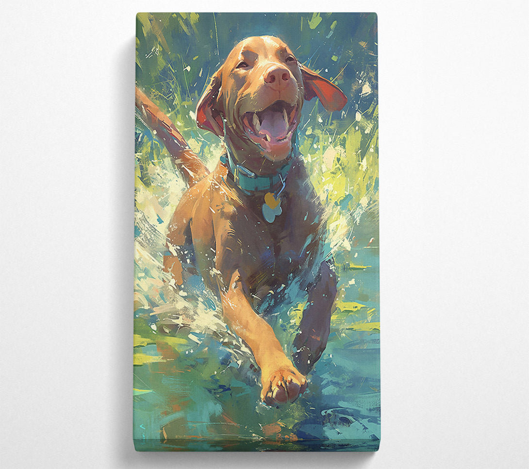  A Canvas Print of Splashing Brown Joy Canvas Print