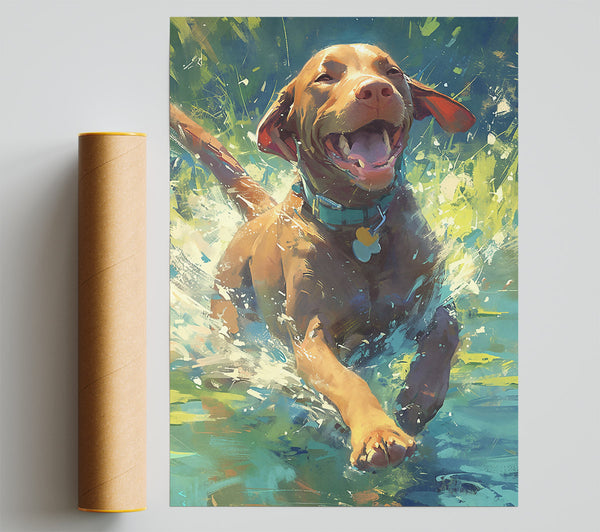 Splashing Brown Joy Giclee Print