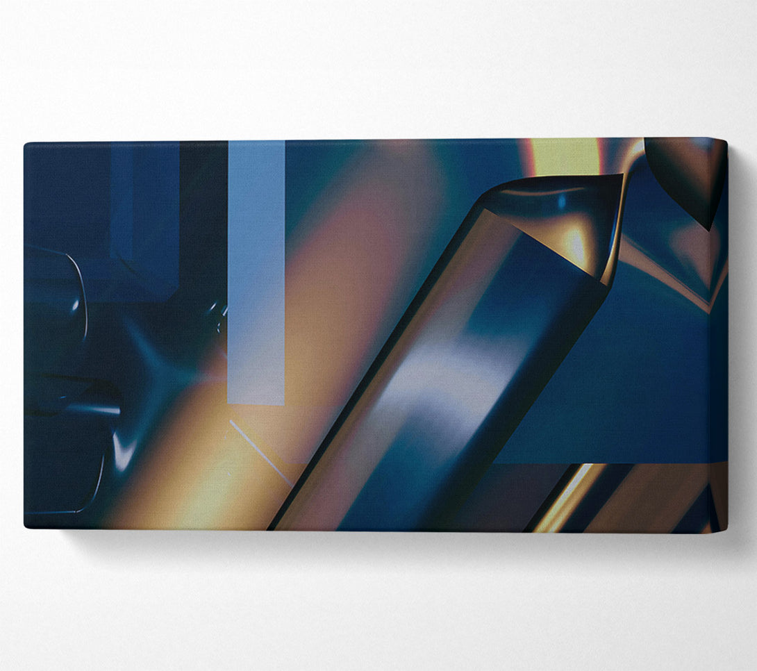  A Canvas Print of Indigo Geometric Reflections. Canvas Wall Art