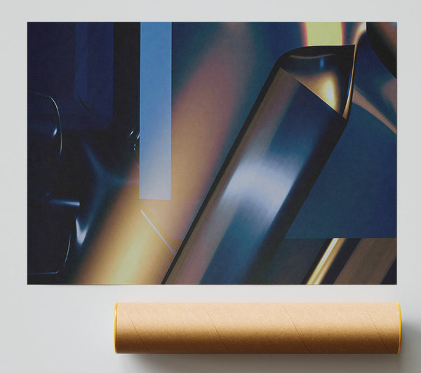 Indigo Geometric Reflections. Giclee Print