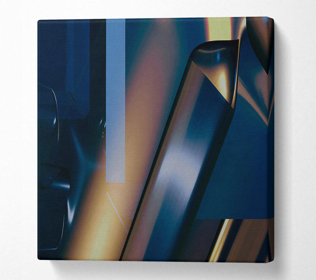  A Canvas Print of Indigo Geometric Reflections. Canvas Wall Art