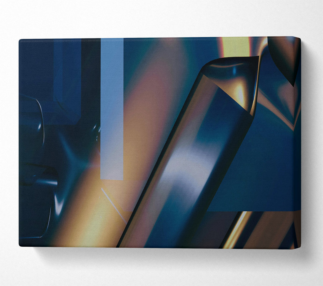  A Canvas Print of Indigo Geometric Reflections. Canvas Wall Art
