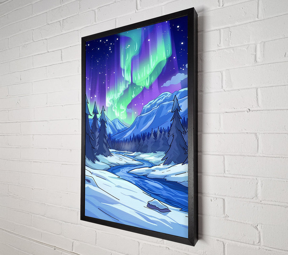  A Canvas Print of Blue Aurora Borealis Canvas Print
