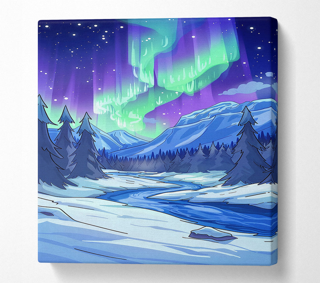  A Canvas Print of Blue Aurora Borealis Canvas Print
