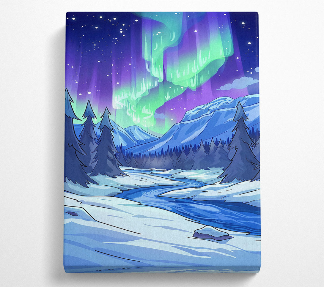  A Canvas Print of Blue Aurora Borealis Canvas Print
