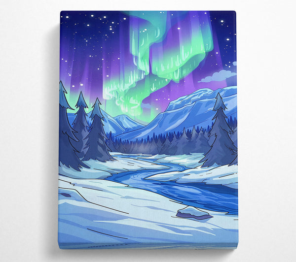  A Canvas Print of Blue Aurora Borealis Canvas Print