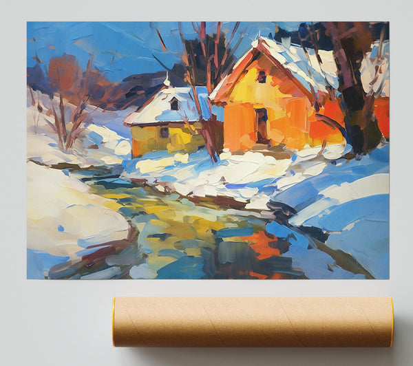 Orange Winter Stream Poster