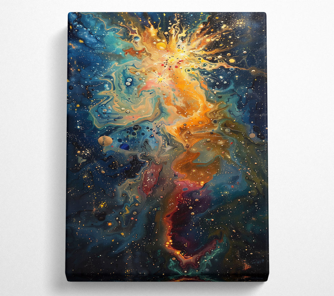  A Canvas Print of Golden Cosmic Burst Canvas Wall Art