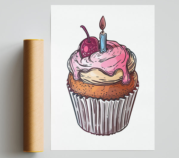 Pink Swirl Cupcake Poster