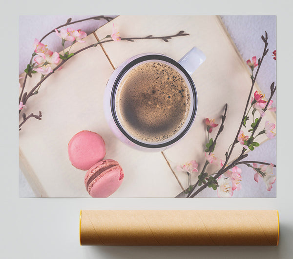 Pink Coffee And Blooms Print