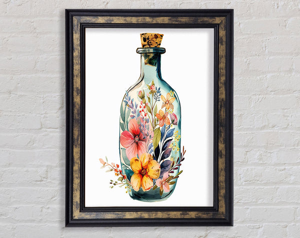 Glass Bottle Flowers Framed Print