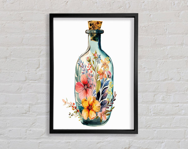 Glass Bottle Flowers Framed Print