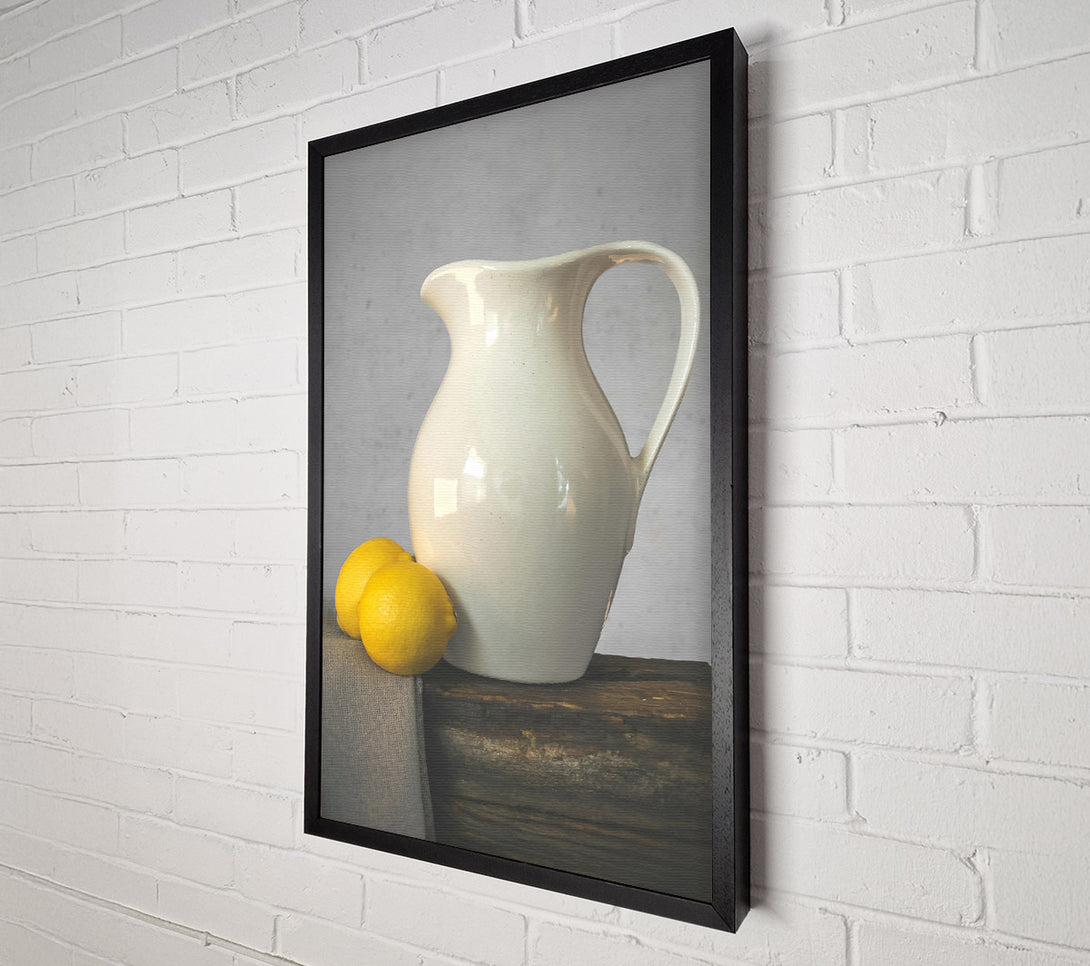  A Canvas Print of White Pitcher And Lemons Canvas Print