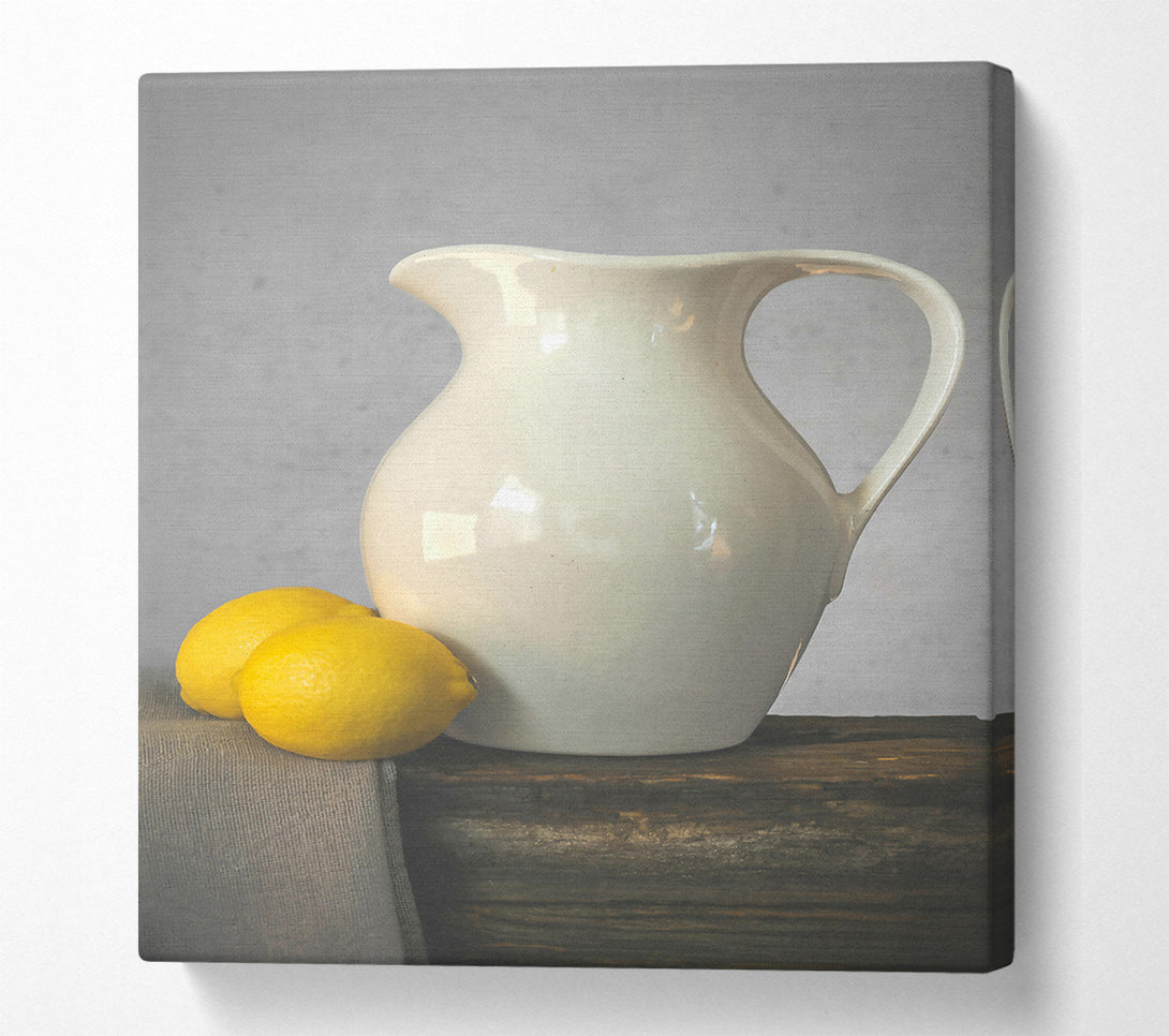  A Canvas Print of White Pitcher And Lemons Canvas Print