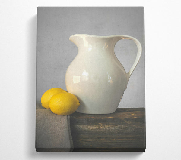 A Canvas Print of White Pitcher And Lemons Canvas Print