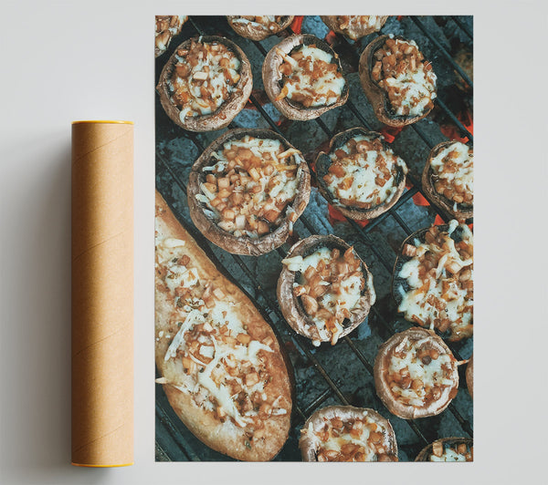 Golden Brown Mushroom Feast Poster