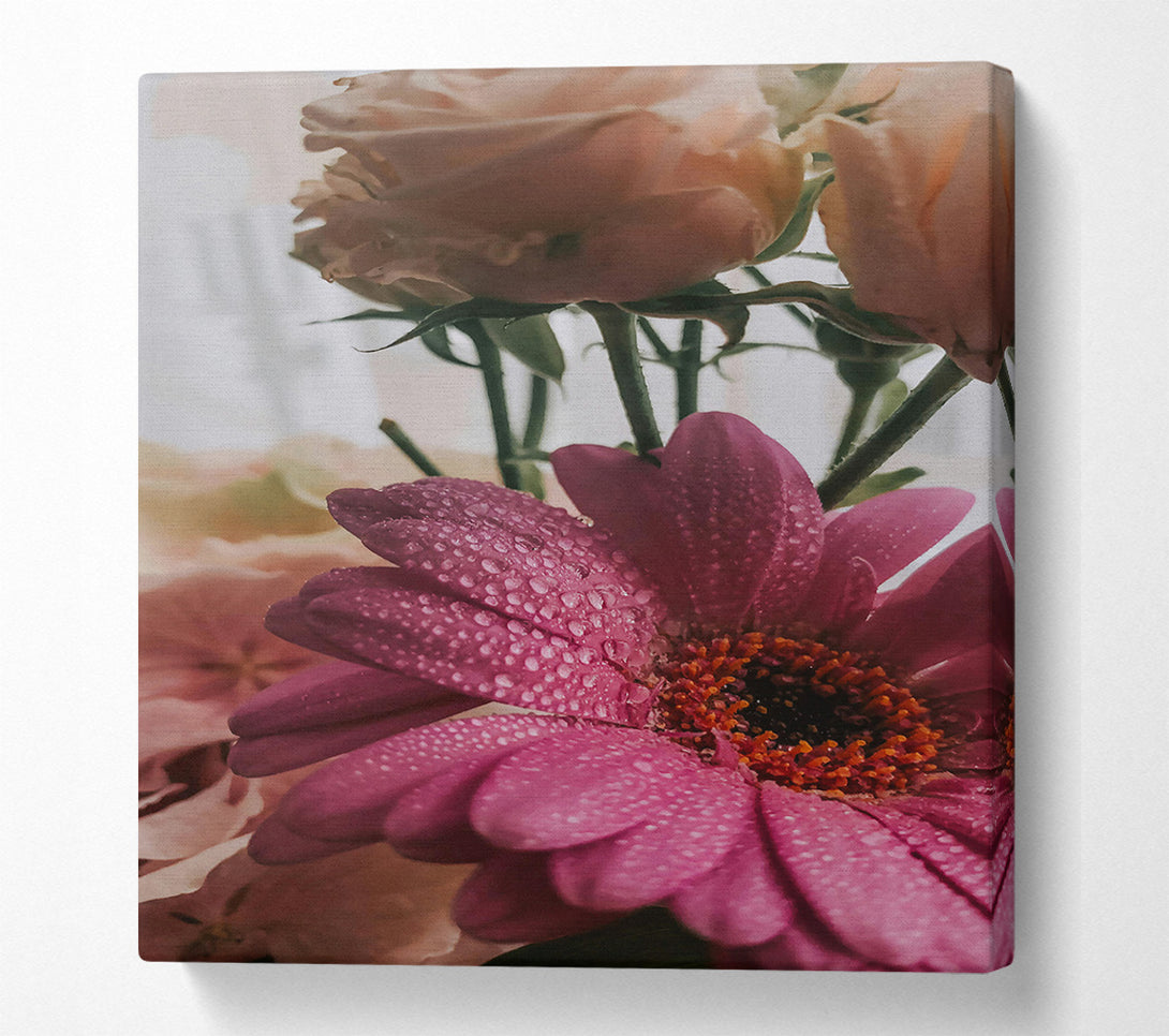  A Canvas Print of Pink Dew Drops Canvas Wall Art