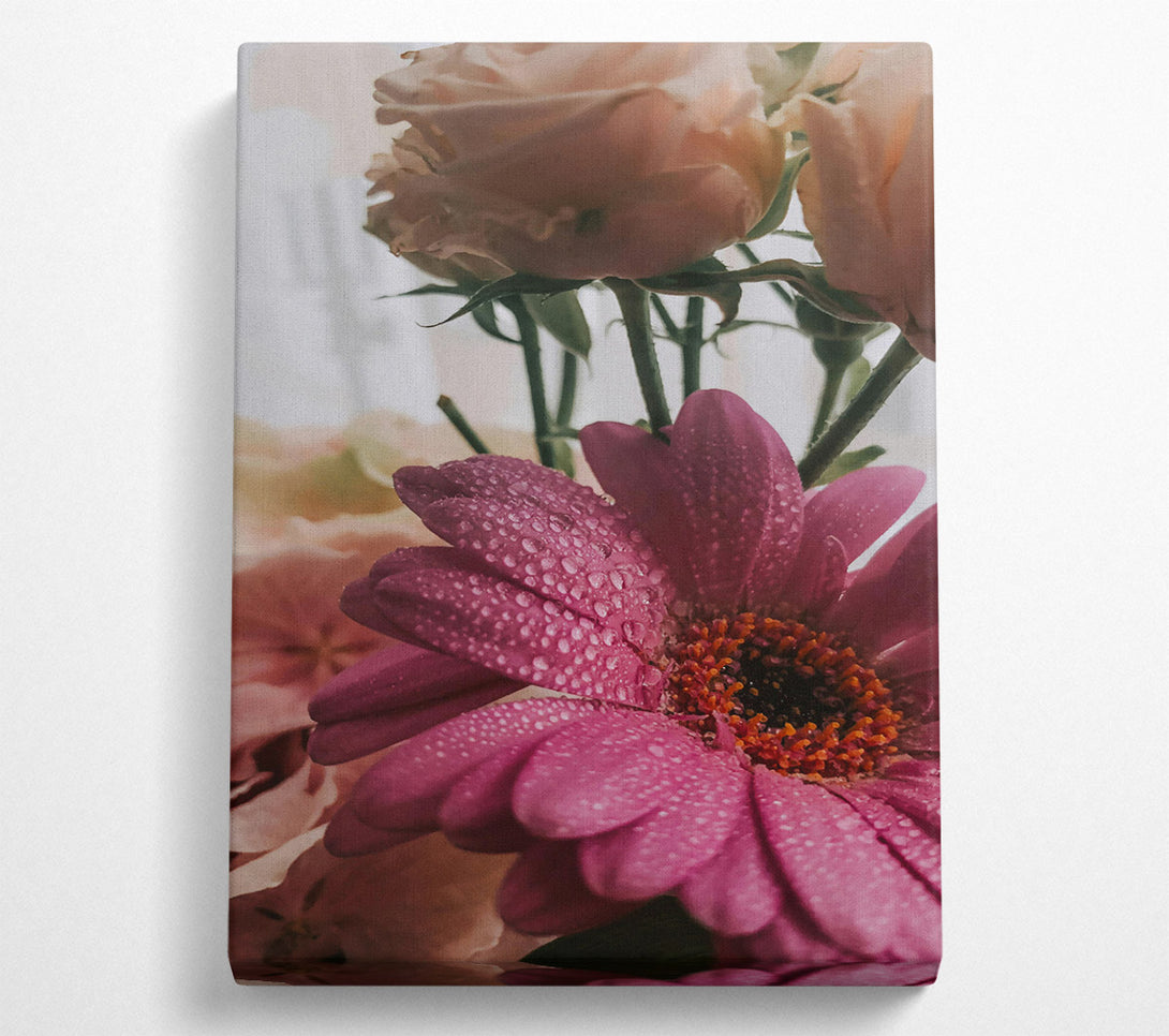 A Canvas Print of Pink Dew Drops Canvas Wall Art