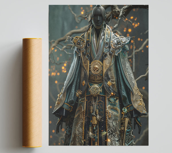 Azure Embroidered Majesty Poster