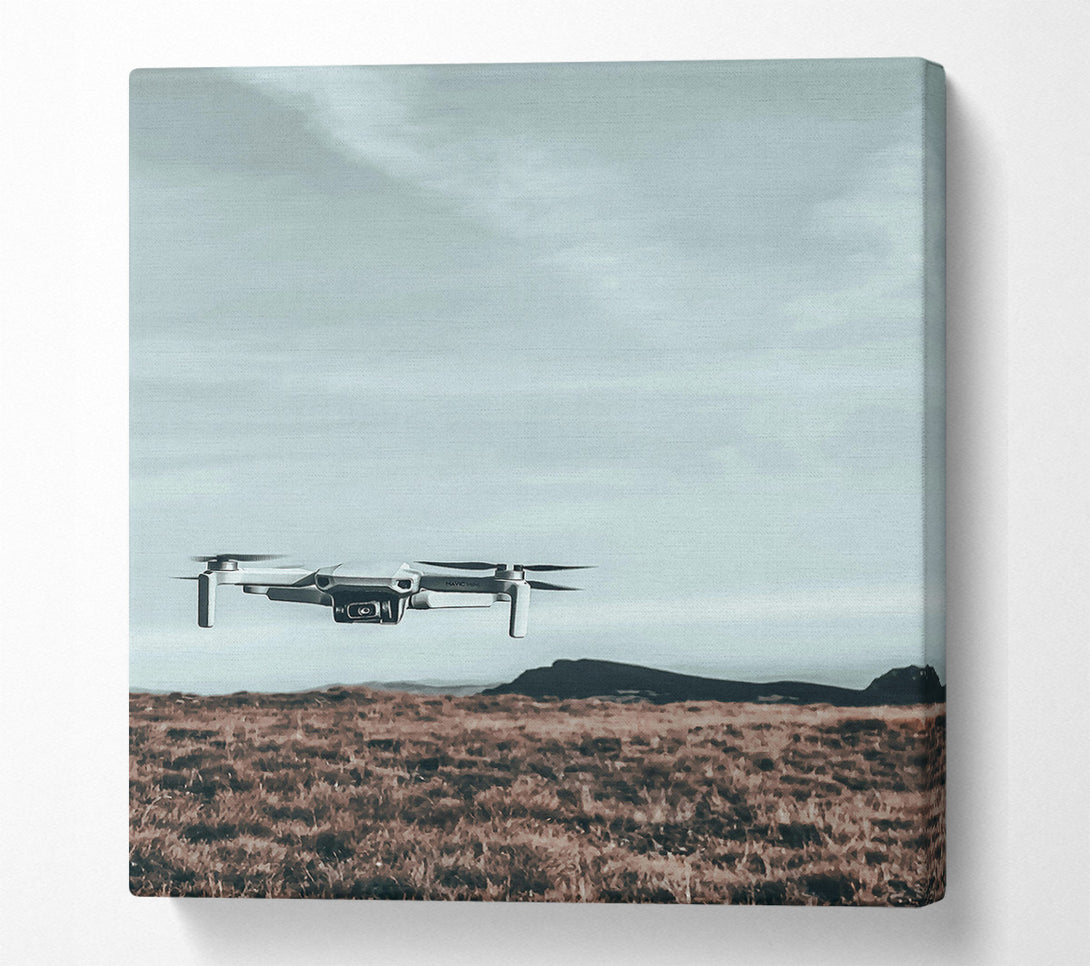  A Canvas Print of Blue Skies, White Drone Canvas Wall Art
