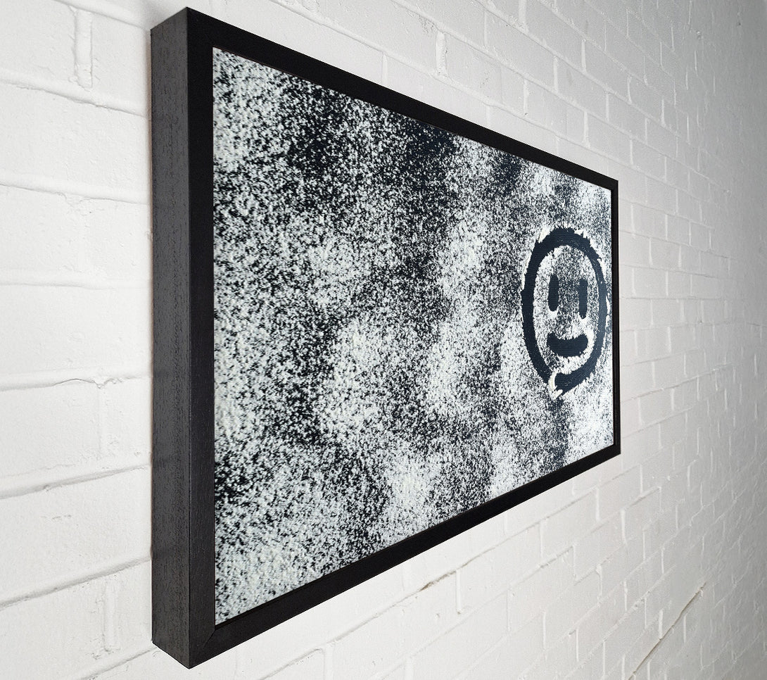  A Canvas Print of Banksy White Smile On Black Canvas Art