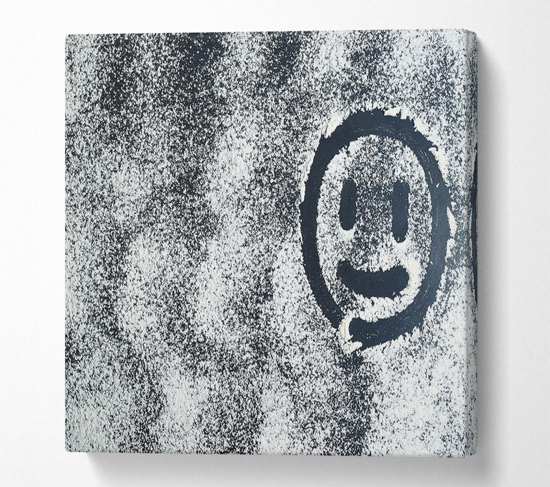  A Canvas Print of Banksy White Smile On Black Canvas Art
