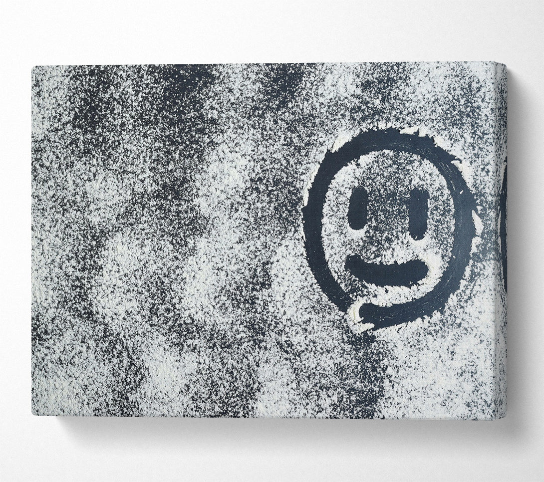  A Canvas Print of Banksy White Smile On Black Canvas Art