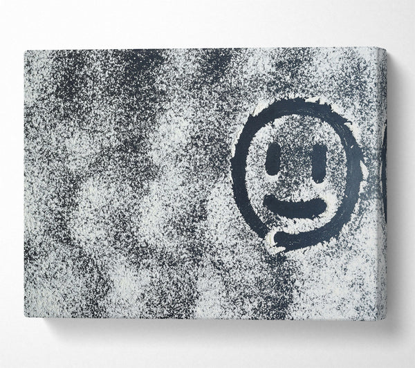  A Canvas Print of Banksy White Smile On Black Canvas Art