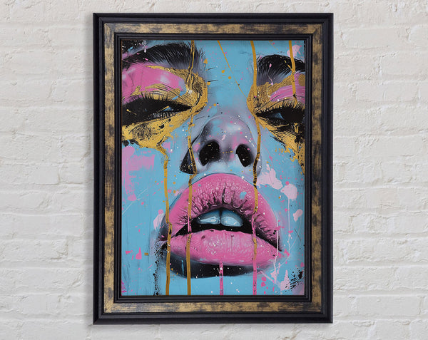 Glitter Eye Shadow Lips Framed Print
