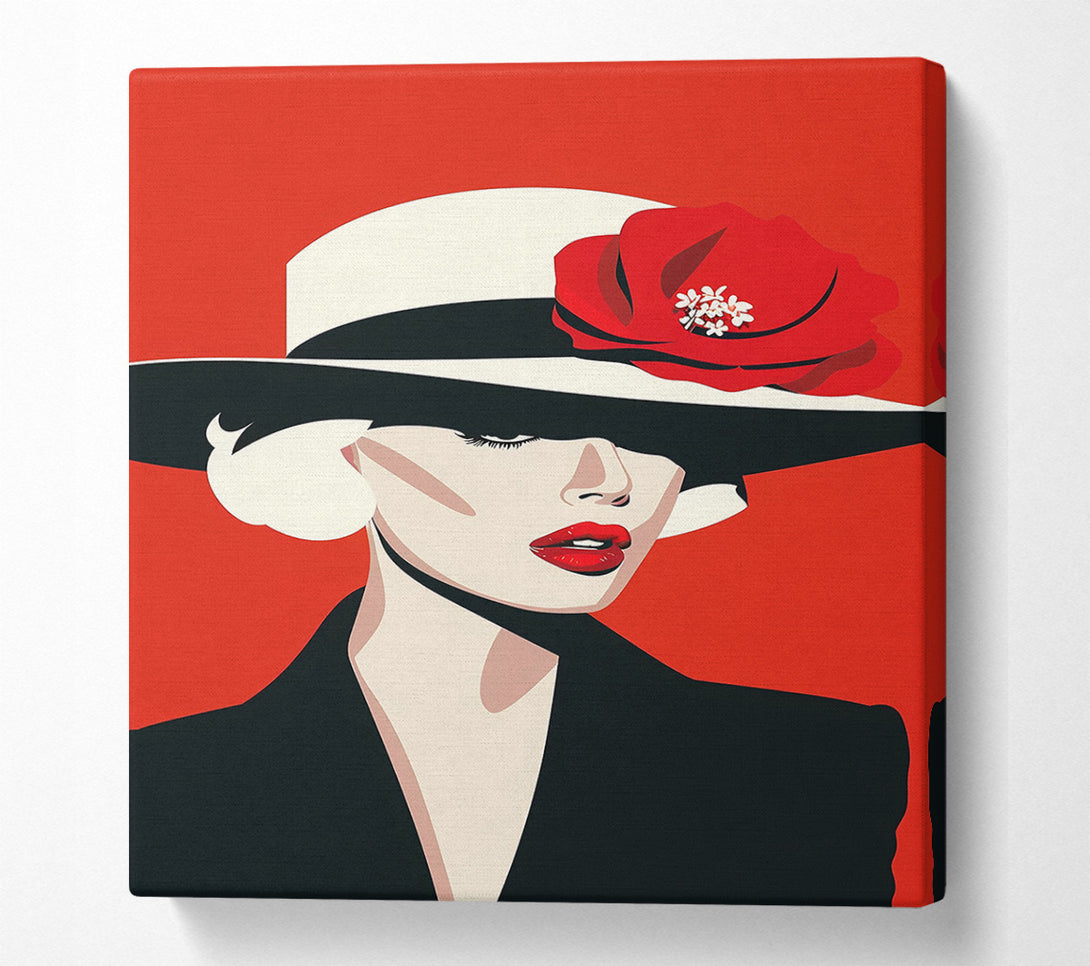  A Canvas Print of Crimson Underneath The Brim Canvas Print