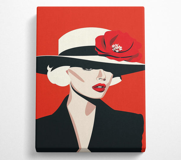  A Canvas Print of Crimson Underneath The Brim Canvas Print