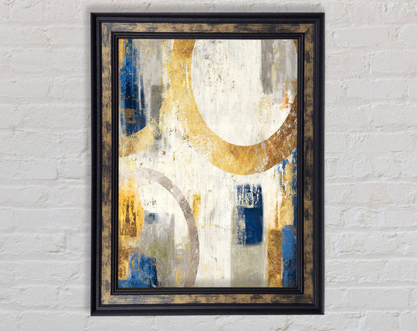 Gold Abstract Circles Framed Print