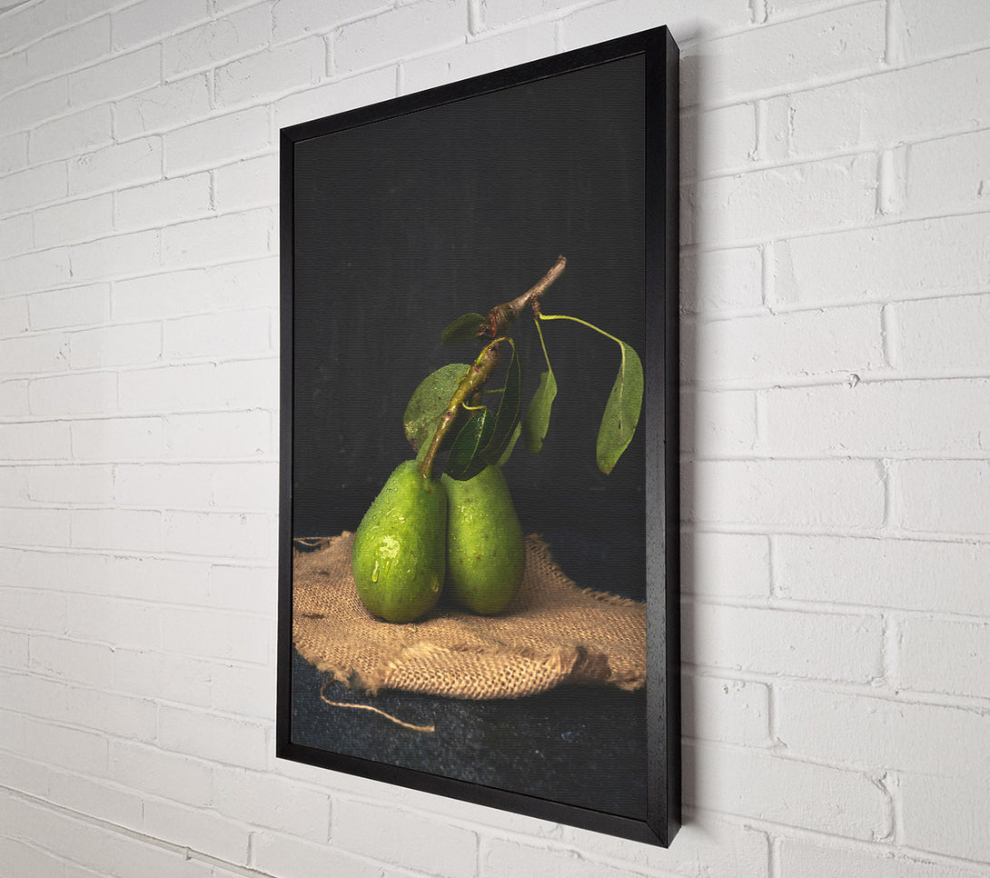  A Canvas Print of Green Pears On Burlap Canvas Print