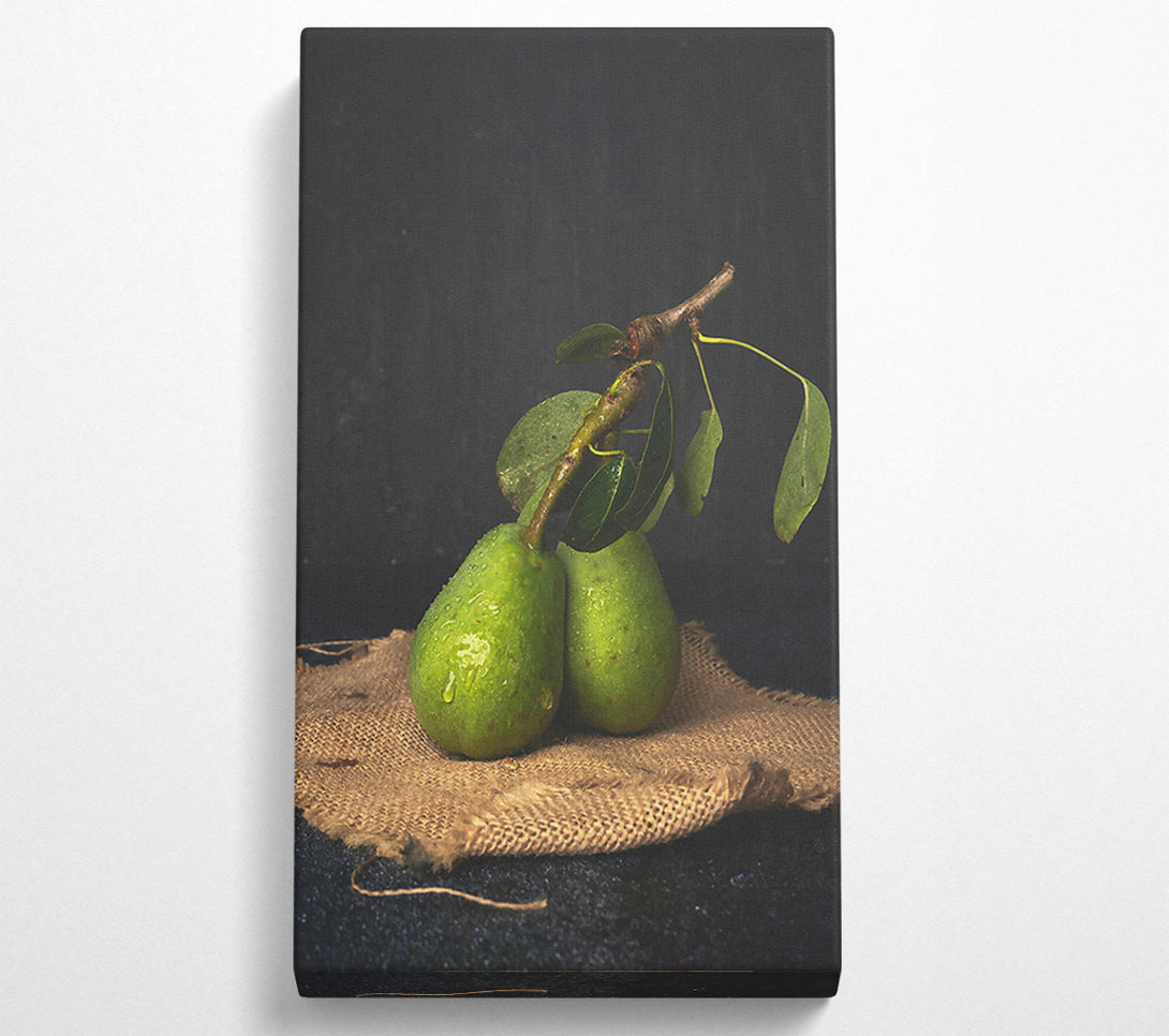  A Canvas Print of Green Pears On Burlap Canvas Print
