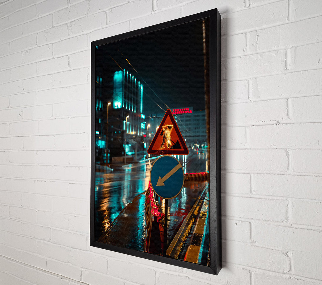  A Canvas Print of Blue Neon Cityscape Canvas Wall Art