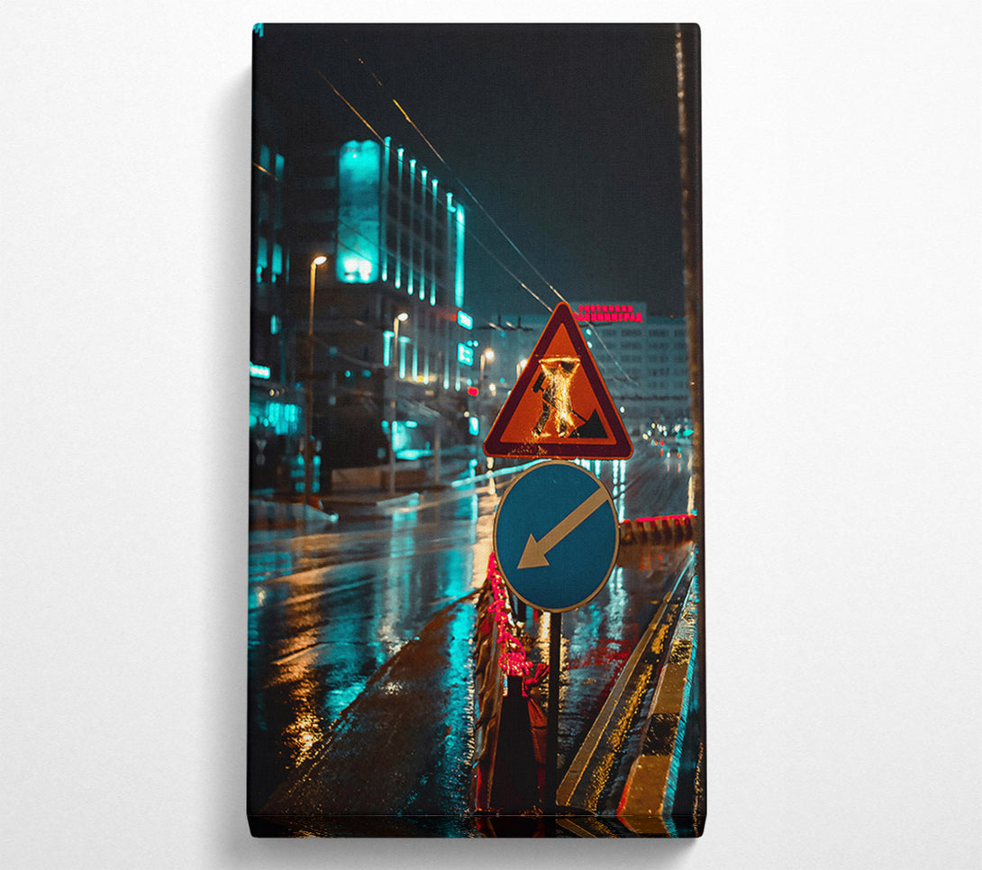  A Canvas Print of Blue Neon Cityscape Canvas Wall Art