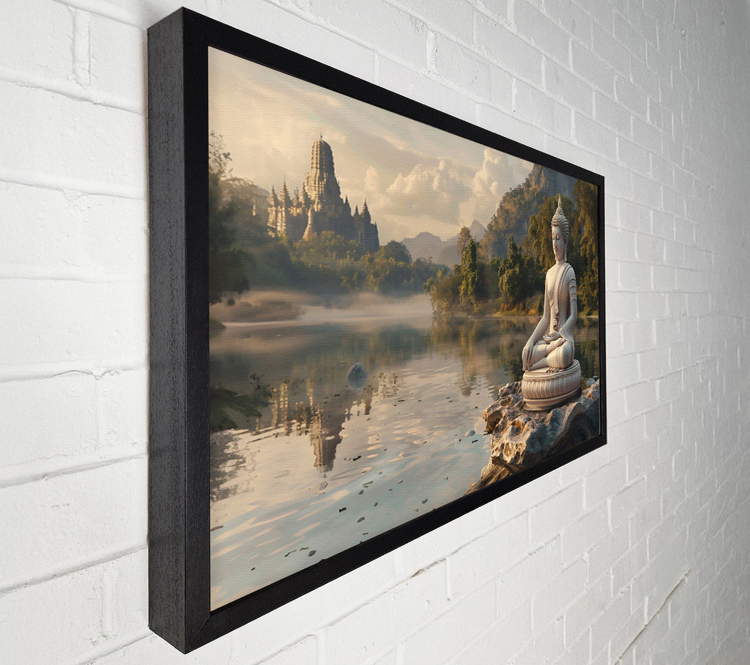  A Canvas Print of White Buddha By The Lake Canvas Wall Art