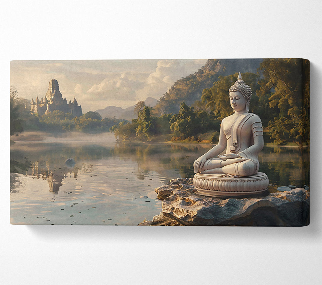  A Canvas Print of White Buddha By The Lake Canvas Wall Art
