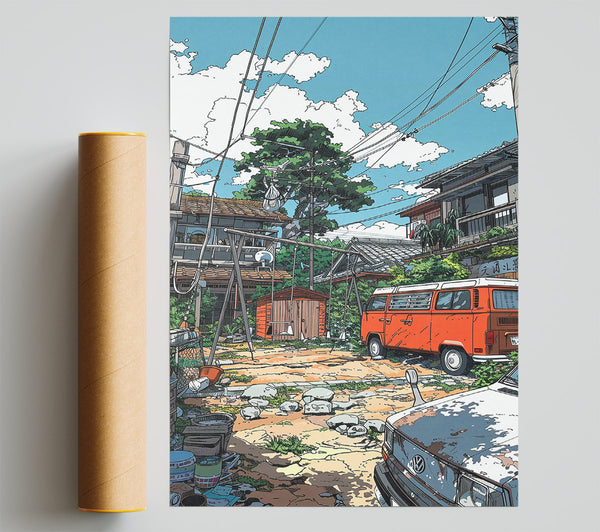 Orange Sunset Alleyway Print